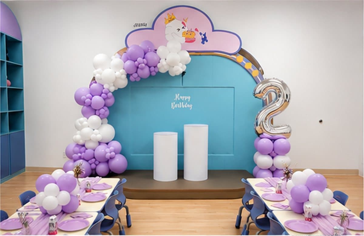 Kumo Violet · Purple & White birthday party room at Kumo's Wanderland