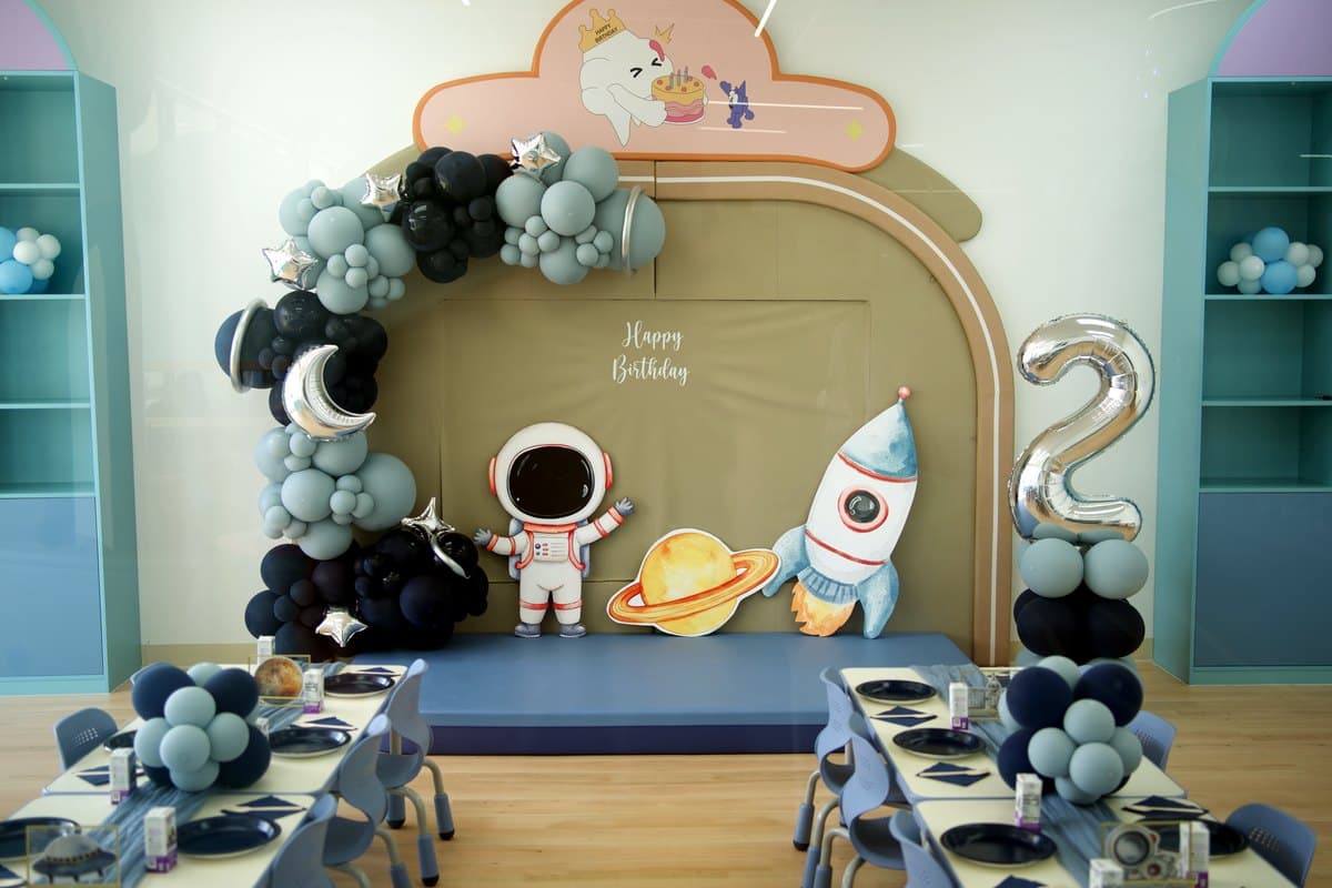 Orbit · Space party room, styled and ready